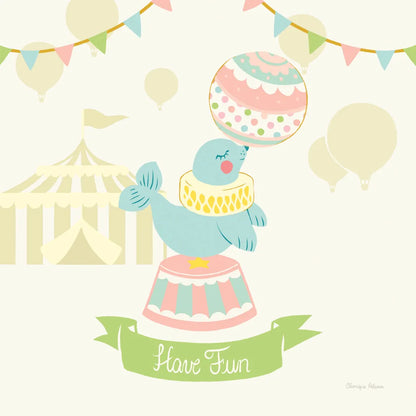 Little Circus Seal Pastel by Cleonique Hilsaca. SKU 23930a. Archival Giclee Fine art print for wall decor.