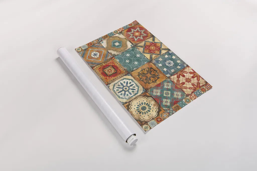 Moroccan Tiles by Cleonique Hilsaca. shown as a rolled paper print. Available as archival giclee rolled canvas, fine art paper, or poster print. SKU 38565i.