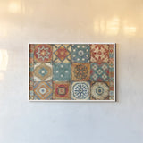Moroccan Tiles by Cleonique Hilsaca. shown as a paper print in a white frame. Available as a archival giclee rolled canvas, fine art paper, or poster print. SKU 38565i.