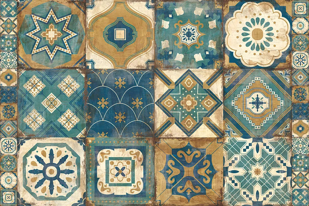 Moroccan Tiles Blue by Cleonique Hilsaca. SKU 10511i. Archival Giclee Fine art print for wall decor.