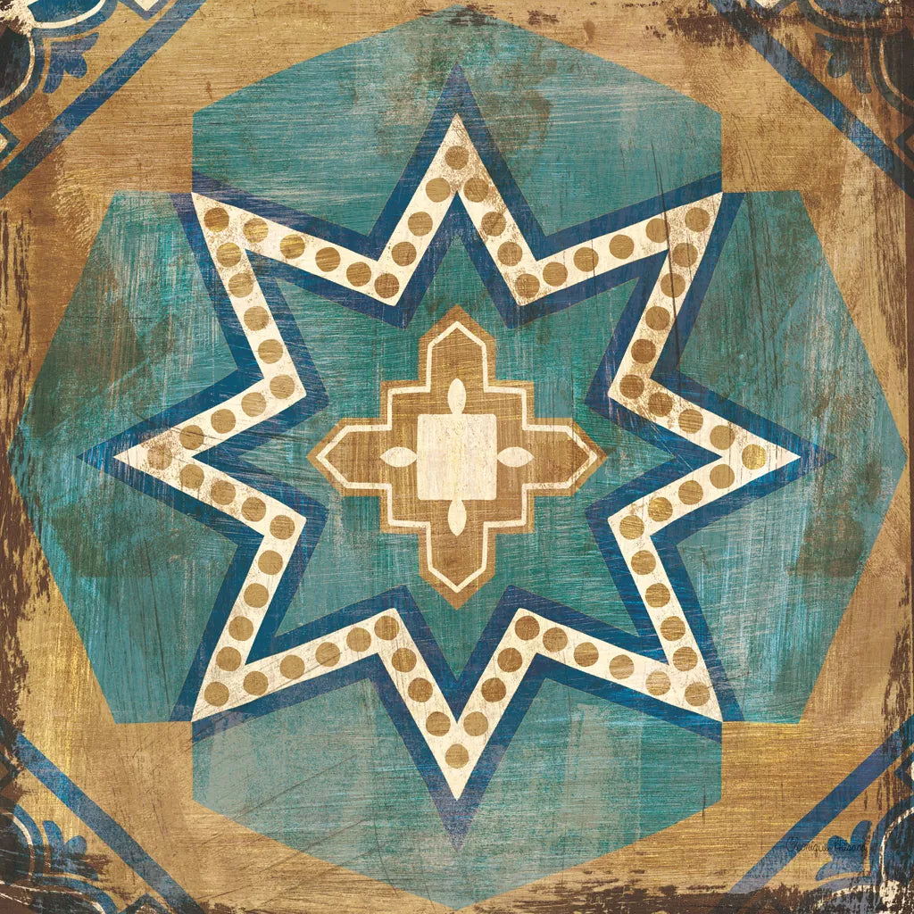 Moroccan Tiles Blue VII by Cleonique Hilsaca. SKU 38572a. Archival Giclee Fine art print for wall decor.