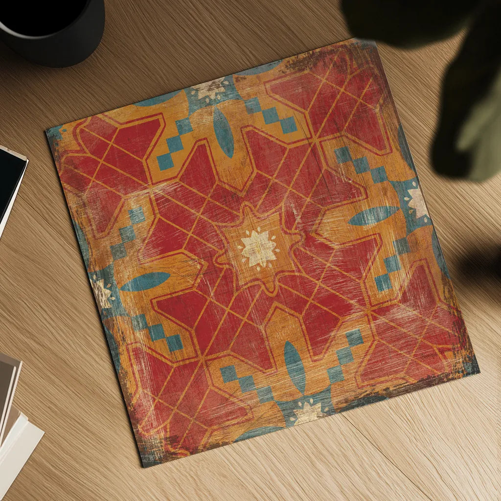 Moroccan Tiles II v2 by Cleonique Hilsaca. Shown as a detailed flat fine art print, highlighting archival giclee quality. Available as an archival giclee rolled canvas, fine art paper, or poster print. SKU 16173a.