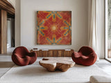 Moroccan Tiles II v2 by Cleonique Hilsaca. Shown as extra-large giant wall art in a modern living room. Available as an archival giclee rolled canvas, fine art paper, or poster print. SKU 16173a.