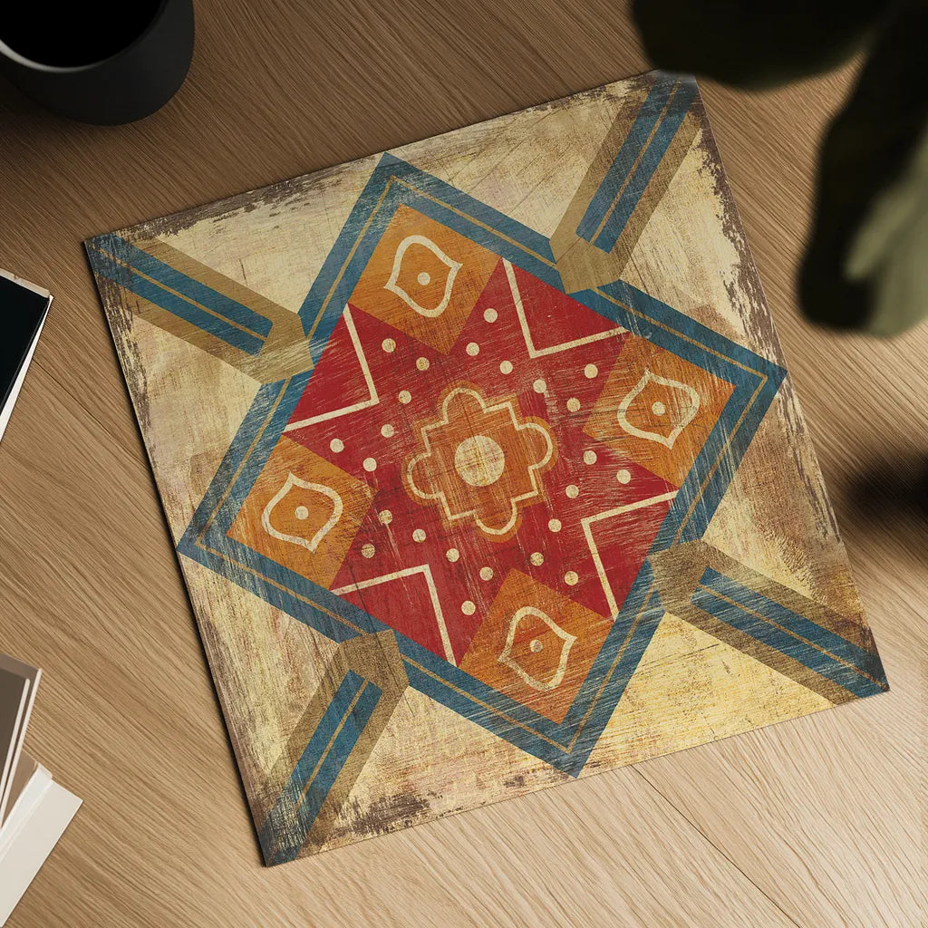 Moroccan Tiles IX by Cleonique Hilsaca. Shown as a detailed flat fine art print, highlighting archival giclee quality. Available as an archival giclee rolled canvas, fine art paper, or poster print. SKU 16181a.