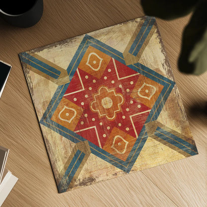 Moroccan Tiles IX by Cleonique Hilsaca. Shown as a detailed flat fine art print, highlighting archival giclee quality. Available as an archival giclee rolled canvas, fine art paper, or poster print. SKU 16181a.