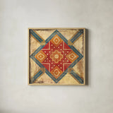 Moroccan Tiles IX by Cleonique Hilsaca. Shown in a natural wood glass frame for a timeless modern aesthetic. Available as an archival giclee rolled canvas, fine art paper, or poster print. SKU 16181a.