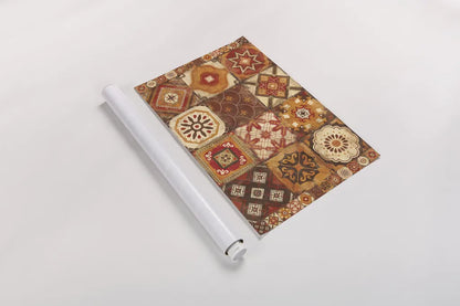 Moroccan Tiles Spice by Cleonique Hilsaca. shown as a rolled paper print. Available as archival giclee rolled canvas, fine art paper, or poster print. SKU 10512i.