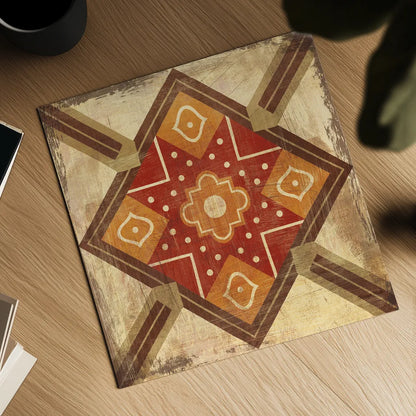 Moroccan Tiles Spice IX by Cleonique Hilsaca. Shown as a detailed flat fine art print, highlighting archival giclee quality. Available as an archival giclee rolled canvas, fine art paper, or poster print. SKU 38581a.