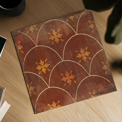 Moroccan Tiles Spice VI by Cleonique Hilsaca. Shown as a detailed flat fine art print, highlighting archival giclee quality. Available as an archival giclee rolled canvas, fine art paper, or poster print. SKU 38582a.