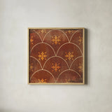 Moroccan Tiles Spice VI by Cleonique Hilsaca. Shown in a natural wood glass frame for a timeless modern aesthetic. Available as an archival giclee rolled canvas, fine art paper, or poster print. SKU 38582a.