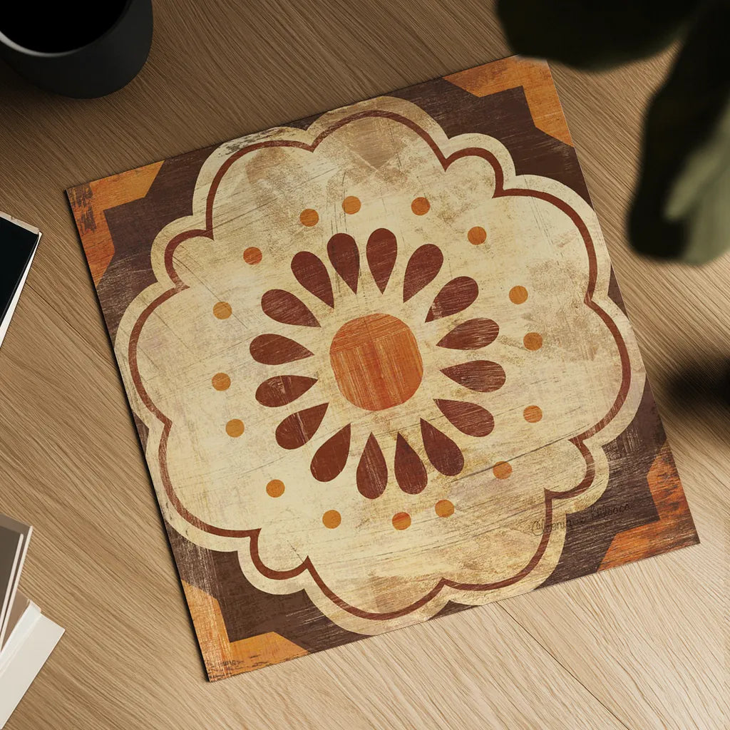 Moroccan Tiles Spice VIII by Cleonique Hilsaca. Shown as a detailed flat fine art print, highlighting archival giclee quality. Available as an archival giclee rolled canvas, fine art paper, or poster print. SKU 38583a.