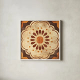 Moroccan Tiles Spice VIII by Cleonique Hilsaca. Shown in a crisp white glass frame for a clean and minimalist style. Available as an archival giclee rolled canvas, fine art paper, or poster print. SKU 38583a.