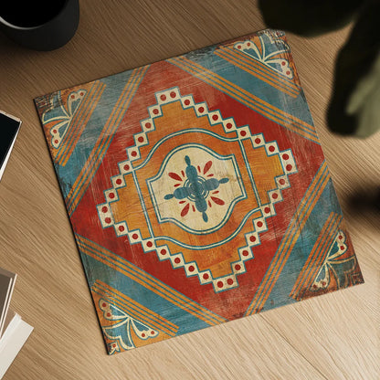 Moroccan Tiles V v2 by Cleonique Hilsaca. Shown as a detailed flat fine art print, highlighting archival giclee quality. Available as an archival giclee rolled canvas, fine art paper, or poster print. SKU 16176a.