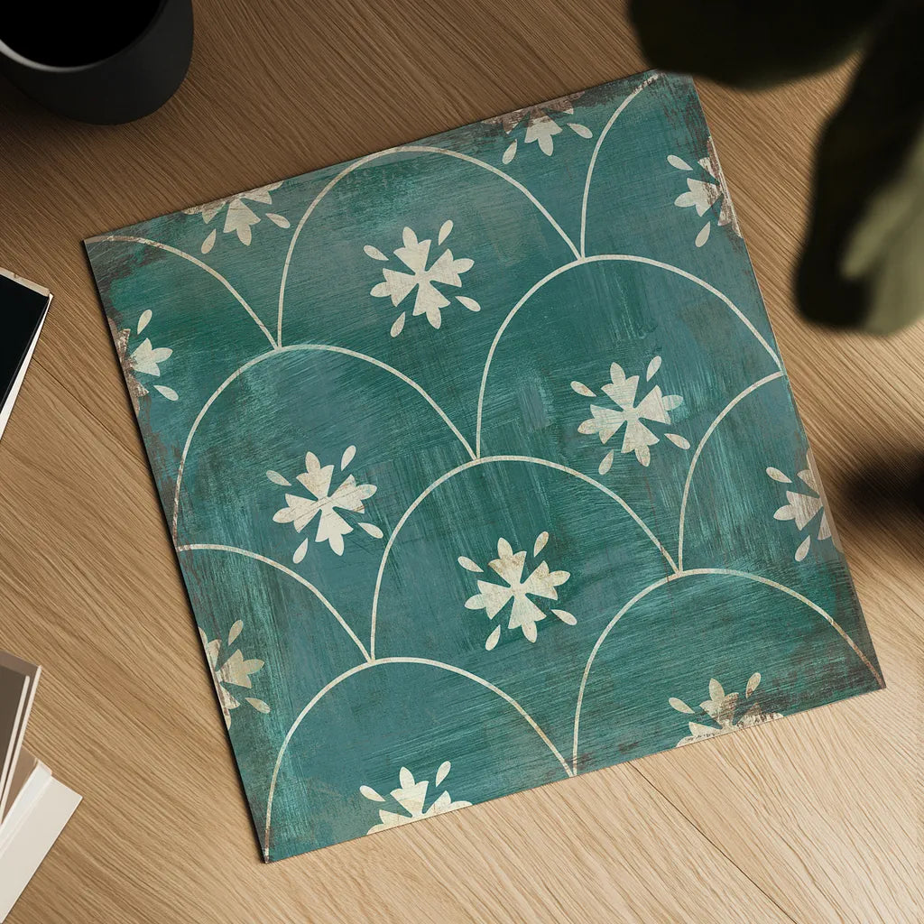 Moroccan Tiles VI by Cleonique Hilsaca. Shown as a detailed flat fine art print, highlighting archival giclee quality. Available as an archival giclee rolled canvas, fine art paper, or poster print. SKU 16731a.