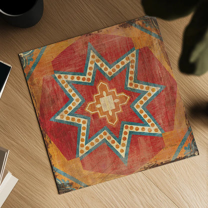 Moroccan Tiles VII by Cleonique Hilsaca. Shown as a detailed flat fine art print, highlighting archival giclee quality. Available as an archival giclee rolled canvas, fine art paper, or poster print. SKU 16179a.