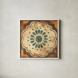Moroccan Tiles VIII by Cleonique Hilsaca. Shown in a crisp white glass frame for a clean and minimalist style. Available as an archival giclee rolled canvas, fine art paper, or poster print. SKU 16180a.