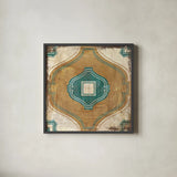 Moroccan Tiles X by Cleonique Hilsaca. Shown in a sleek black glass frame for a contemporary gallery look. Available as an archival giclee rolled canvas, fine art paper, or poster print. SKU 16732a.