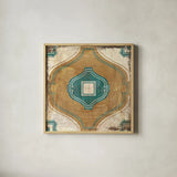 Moroccan Tiles X by Cleonique Hilsaca. Shown in a natural wood glass frame for a timeless modern aesthetic. Available as an archival giclee rolled canvas, fine art paper, or poster print. SKU 16732a.