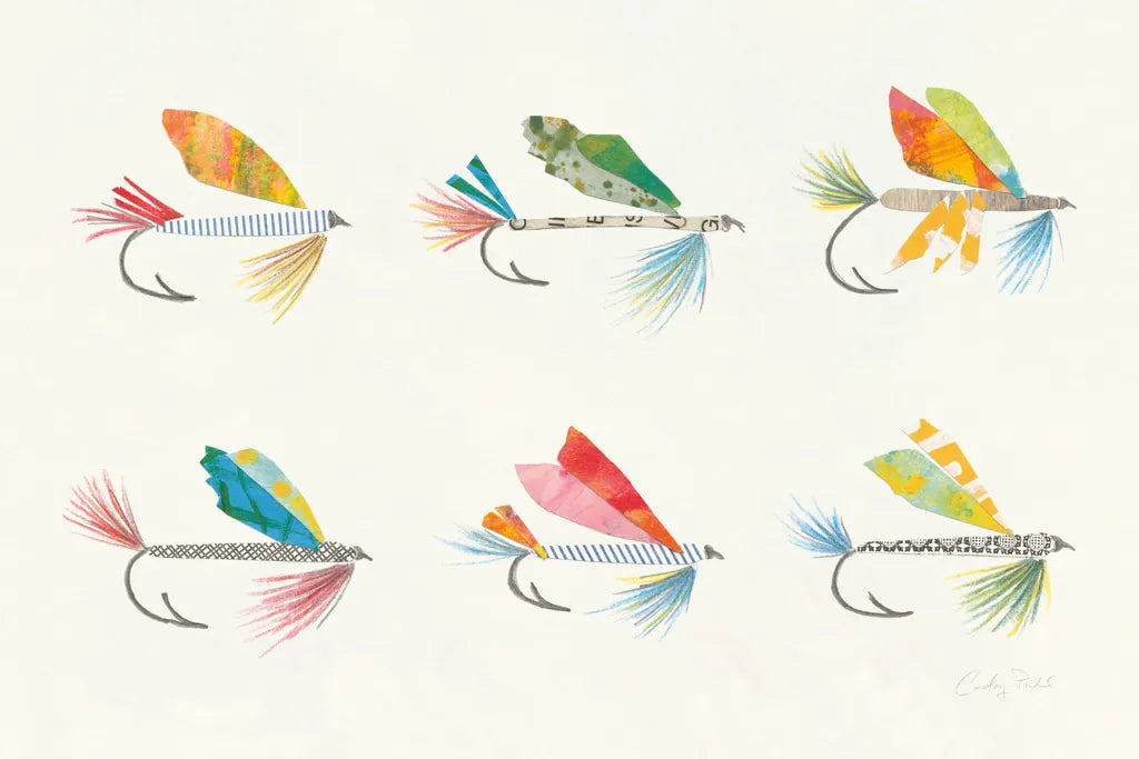 Angling in the Stream Lures II by Courtney Prahl. SKU 73255i. Archival Giclee Fine art print for wall decor.