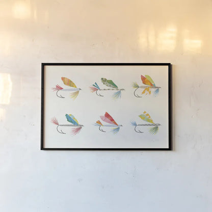 Angling in the Stream Lures II by Courtney Prahl. shown as a paper print in a black flame. Available as a archival giclee rolled canvas, fine art paper, or poster print. SKU 73255i.