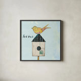 At Home II Home by Courtney Prahl. Shown in a sleek black glass frame for a contemporary gallery look. Available as an archival giclee rolled canvas, fine art paper, or poster print. SKU 19332a.