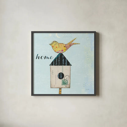 At Home II Home by Courtney Prahl. Shown in a sleek black glass frame for a contemporary gallery look. Available as an archival giclee rolled canvas, fine art paper, or poster print. SKU 19332a.