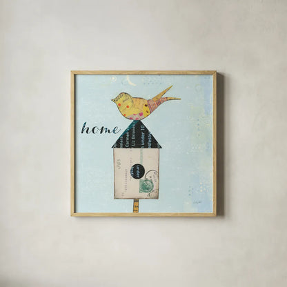 At Home II Home by Courtney Prahl. Shown in a natural wood glass frame for a timeless modern aesthetic. Available as an archival giclee rolled canvas, fine art paper, or poster print. SKU 19332a.