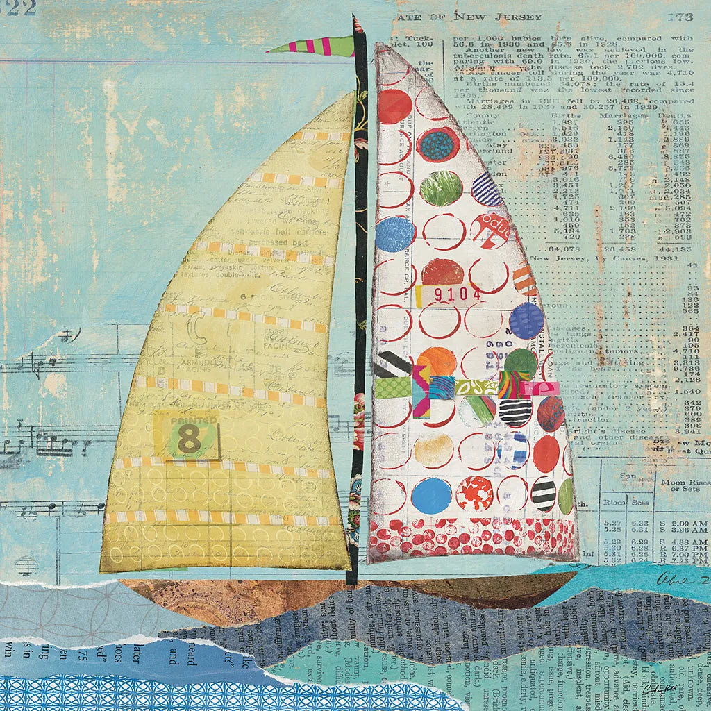 At the Regatta I Sail Sq by Courtney Prahl. SKU 29777a. Archival Giclee Fine art print for wall decor.