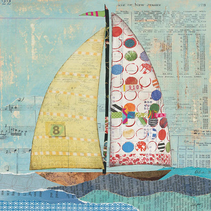 At the Regatta I Sail Sq by Courtney Prahl. SKU 29777a. Archival Giclee Fine art print for wall decor.