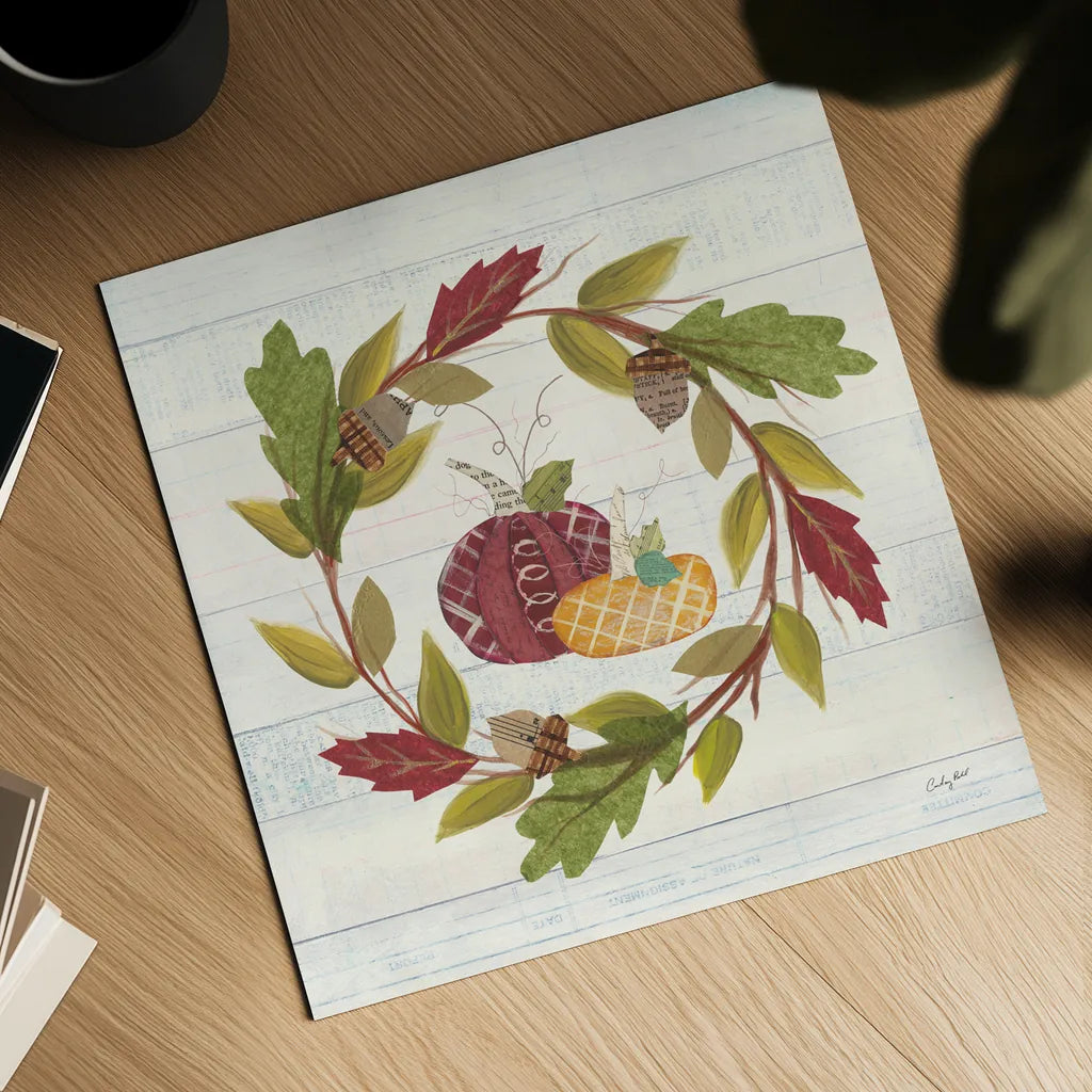 Autumn Bounty I by Courtney Prahl. Shown as a detailed flat fine art print, highlighting archival giclee quality. Available as an archival giclee rolled canvas, fine art paper, or poster print. SKU 38539a.