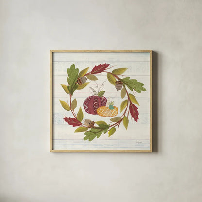 Autumn Bounty I by Courtney Prahl. Shown in a natural wood glass frame for a timeless modern aesthetic. Available as an archival giclee rolled canvas, fine art paper, or poster print. SKU 38539a.