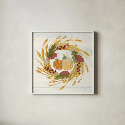 Autumn Bounty II by Courtney Prahl. Shown in a crisp white glass frame for a clean and minimalist style. Available as an archival giclee rolled canvas, fine art paper, or poster print. SKU 38540a.