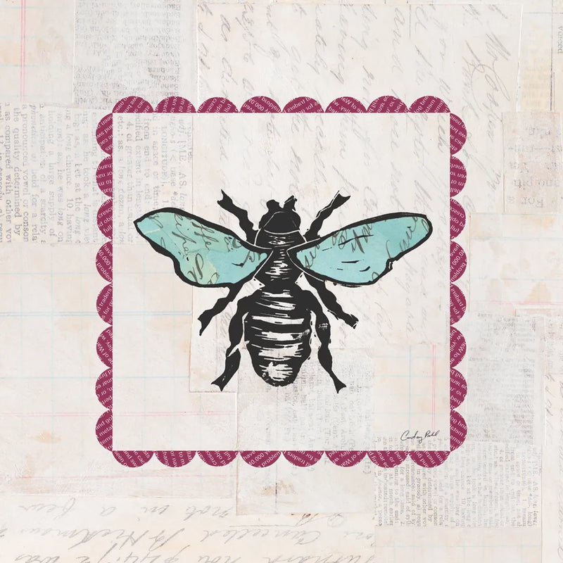 Bee Stamp Bright by Courtney Prahl. SKU 42868a. Archival Giclee Fine art print for wall decor.