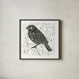 Bird Element I by Courtney Prahl. Shown in a sleek black glass frame for a contemporary gallery look. Available as an archival giclee rolled canvas, fine art paper, or poster print. SKU 30365a.