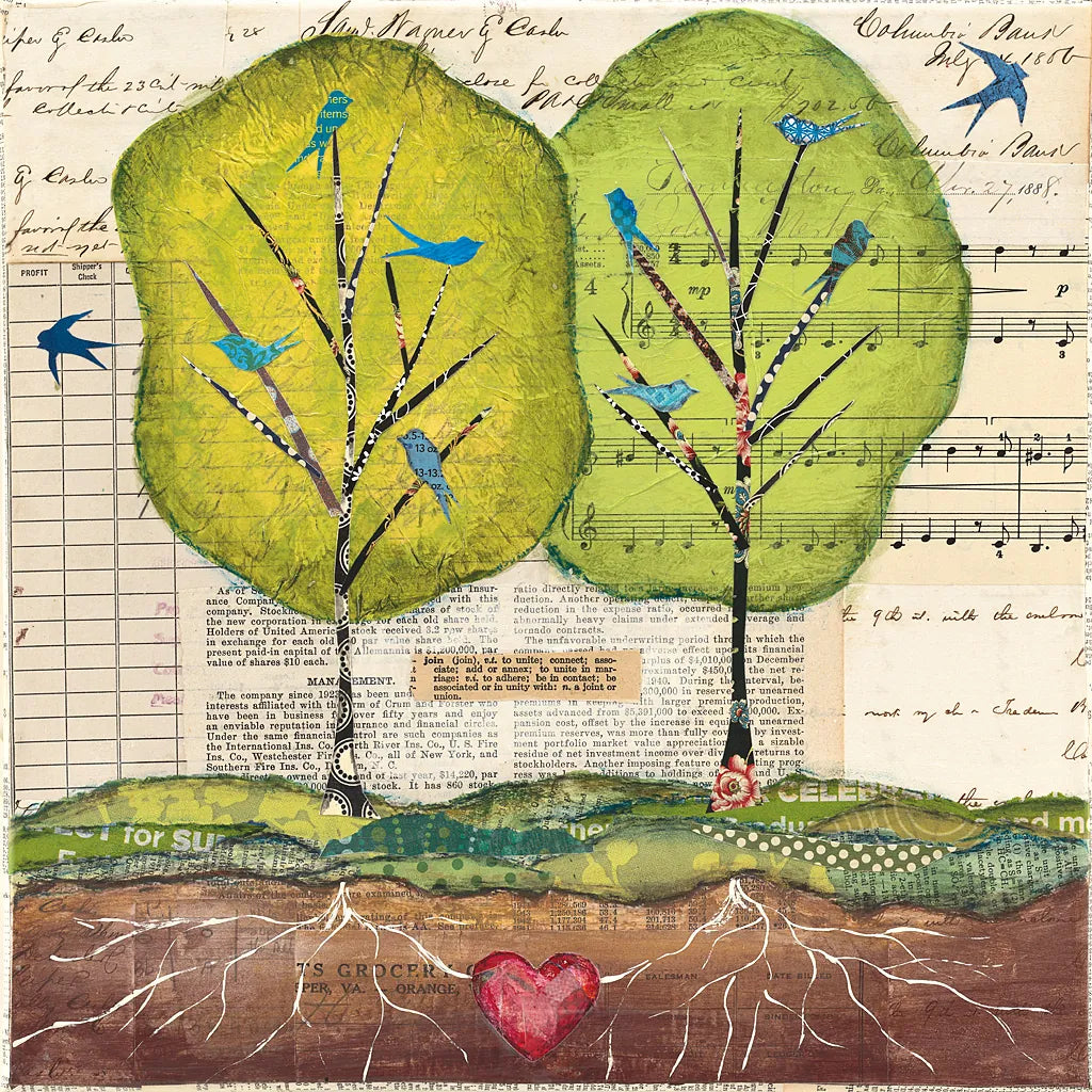 Bird Notes by Courtney Prahl. SKU 30379a. Archival Giclee Fine art print for wall decor.