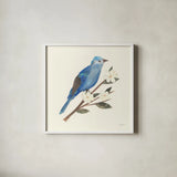 Birds and Blossoms III by Courtney Prahl. Shown in a crisp white glass frame for a clean and minimalist style. Available as an archival giclee rolled canvas, fine art paper, or poster print. SKU 62482a.