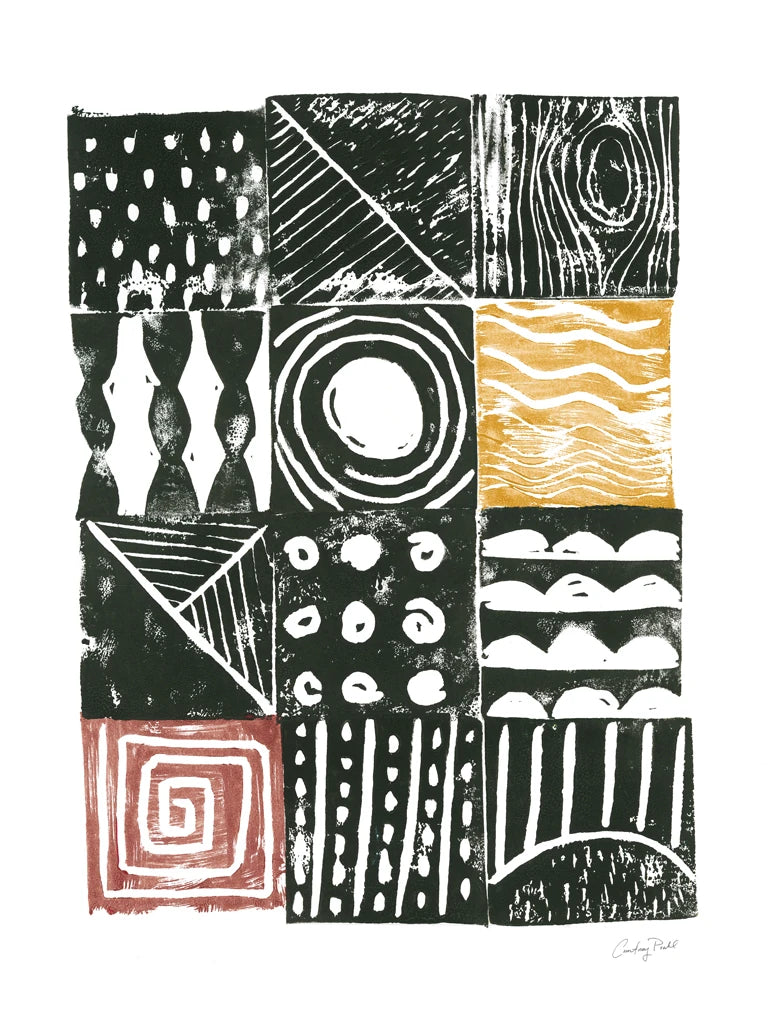 Block Print I Red Yellow by Courtney Prahl