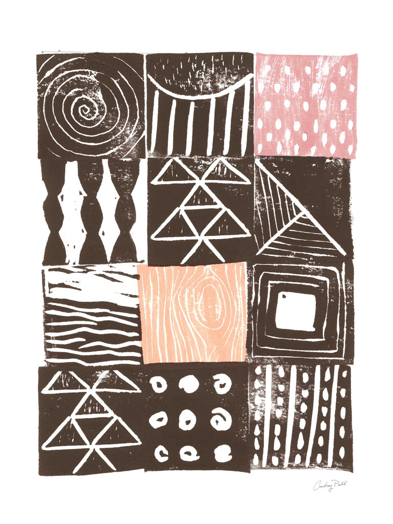 Block Print V Pink by Courtney Prahl