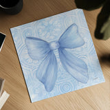 Blue Bow by Courtney Prahl. Shown as a detailed flat fine art print, highlighting archival giclee quality. Available as an archival giclee rolled canvas, fine art paper, or poster print. SKU 101031a.