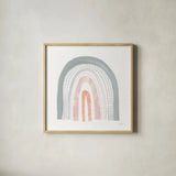 Boho Rainbow I by Courtney Prahl. Shown in a natural wood glass frame for a timeless modern aesthetic. Available as an archival giclee rolled canvas, fine art paper, or poster print. SKU 56521a.
