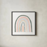 Boho Rainbow II by Courtney Prahl. Shown in a sleek black glass frame for a contemporary gallery look. Available as an archival giclee rolled canvas, fine art paper, or poster print. SKU 56522a.