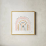 Boho Rainbow VIII by Courtney Prahl. Shown in a natural wood glass frame for a timeless modern aesthetic. Available as an archival giclee rolled canvas, fine art paper, or poster print. SKU 57820a.