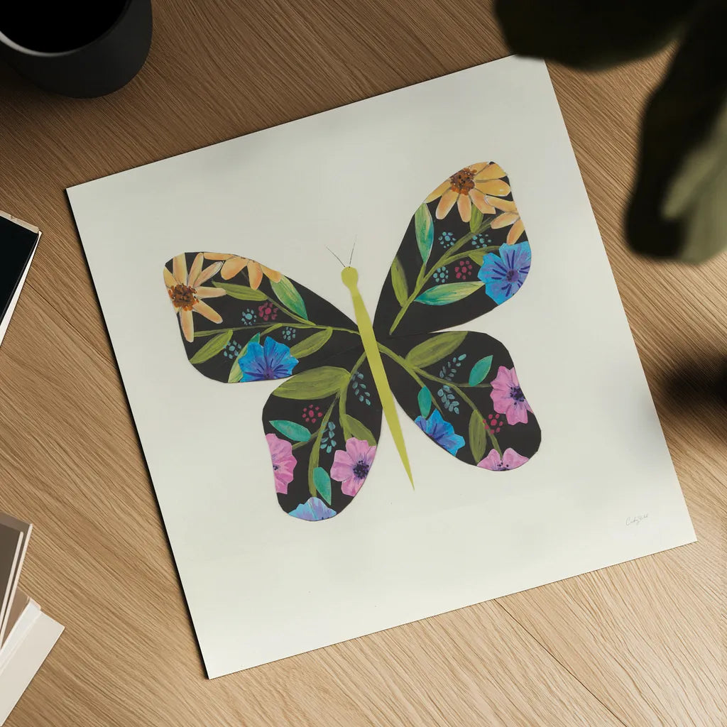 Butterfly Garden I by Courtney Prahl. Shown as a detailed flat fine art print, highlighting archival giclee quality. Available as an archival giclee rolled canvas, fine art paper, or poster print. SKU 54368a.