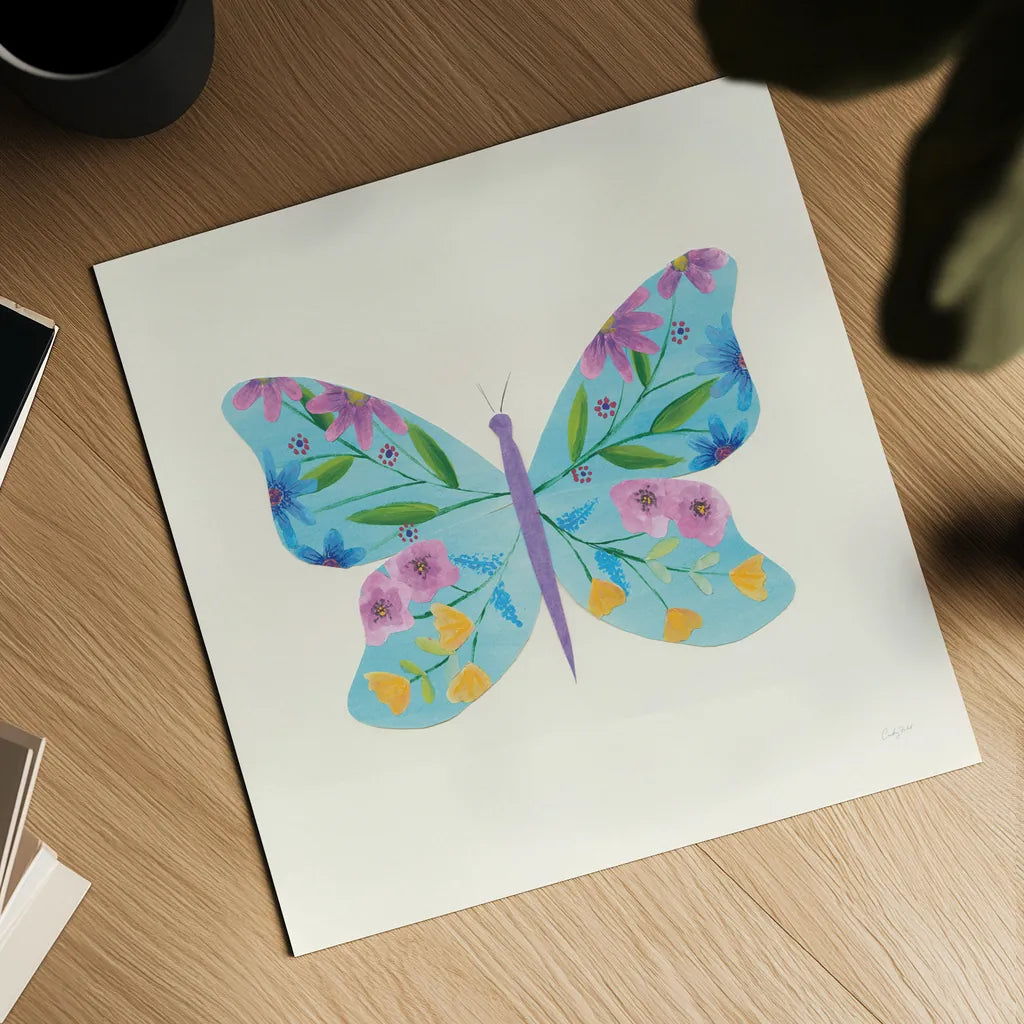 Butterfly Garden IV by Courtney Prahl. Shown as a detailed flat fine art print, highlighting archival giclee quality. Available as an archival giclee rolled canvas, fine art paper, or poster print. SKU 54371a.