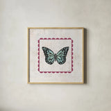 Butterfly Stamp Bright by Courtney Prahl. Shown in a natural wood glass frame for a timeless modern aesthetic. Available as an archival giclee rolled canvas, fine art paper, or poster print. SKU 42869a.