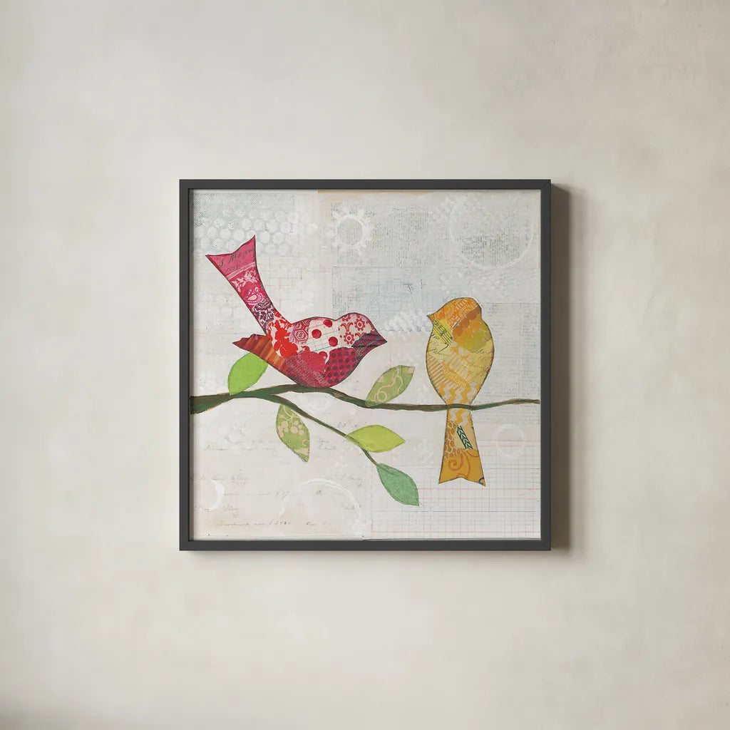 Catching Up II by Courtney Prahl. Shown in a sleek black glass frame for a contemporary gallery look. Available as an archival giclee rolled canvas, fine art paper, or poster print. SKU 25203a.