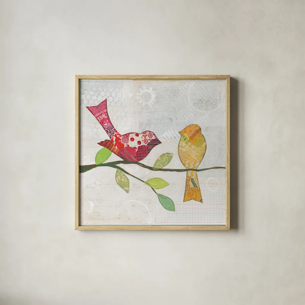 Catching Up II by Courtney Prahl. Shown in a natural wood glass frame for a timeless modern aesthetic. Available as an archival giclee rolled canvas, fine art paper, or poster print. SKU 25203a.