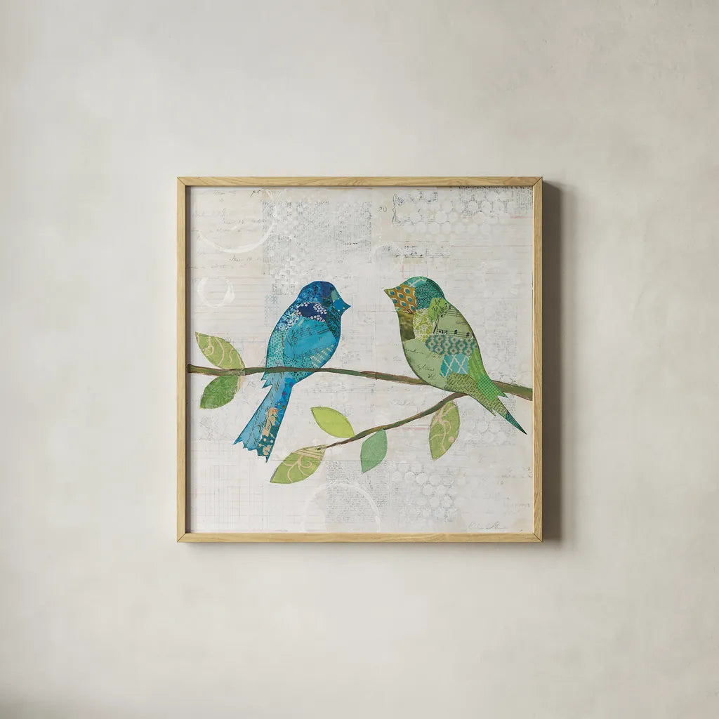 Catching Up III by Courtney Prahl. Shown in a natural wood glass frame for a timeless modern aesthetic. Available as an archival giclee rolled canvas, fine art paper, or poster print. SKU 25204a.