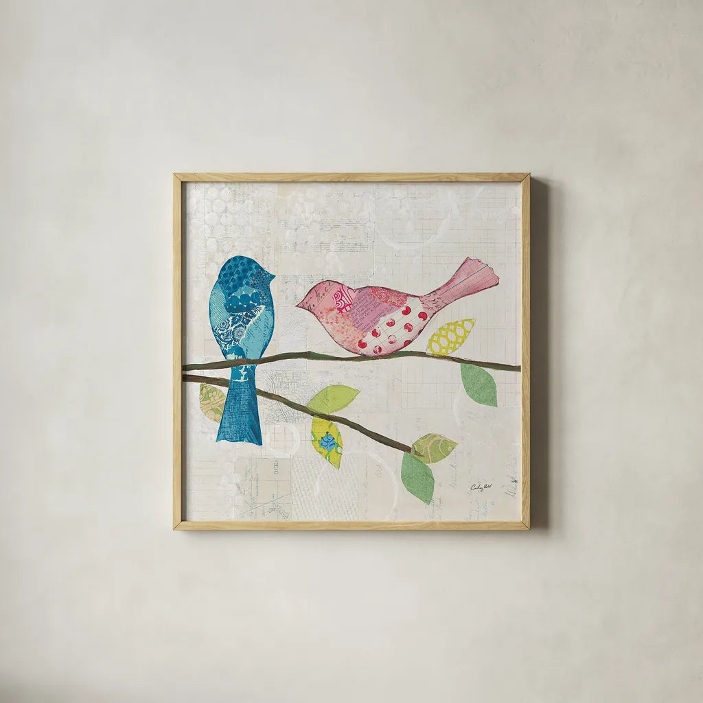 Catching Up V by Courtney Prahl. Shown in a natural wood glass frame for a timeless modern aesthetic. Available as an archival giclee rolled canvas, fine art paper, or poster print. SKU 25505a.