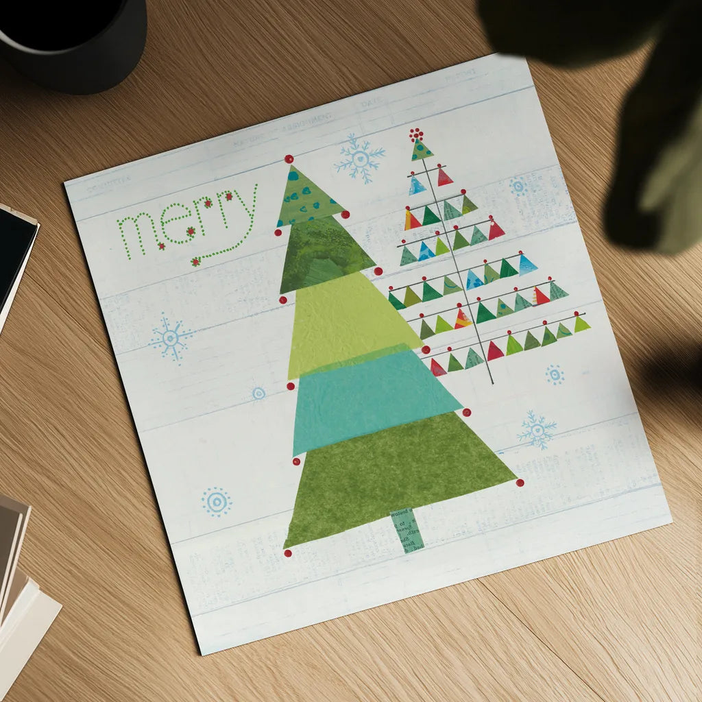 Christmas Patchwork I by Courtney Prahl. Shown as a detailed flat fine art print, highlighting archival giclee quality. Available as an archival giclee rolled canvas, fine art paper, or poster print. SKU 38466a.